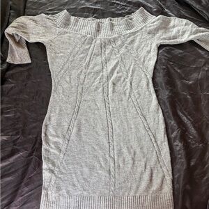 New York & Company Light Gray Off-the-Shoulder Sweater